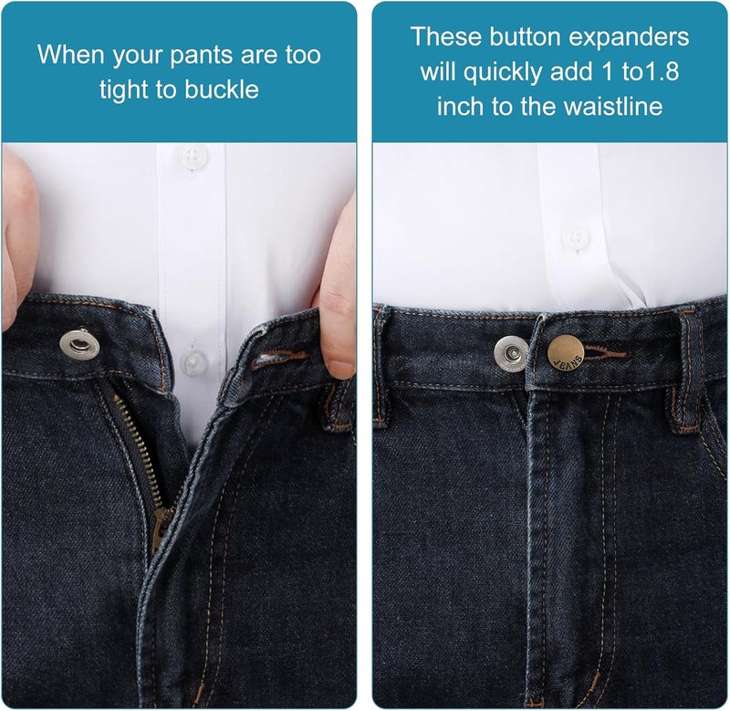 KUNTAERY 12 Pcs Pant Waist Extenders for Jeans, Trousers & Skirts, No Sew Adjustable Button Extenders, 1-1.8 Inches - Image 5